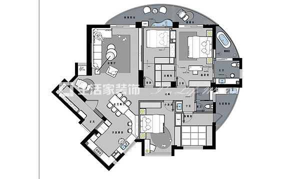 户型图大名城 - 160m²- 现代简约风格