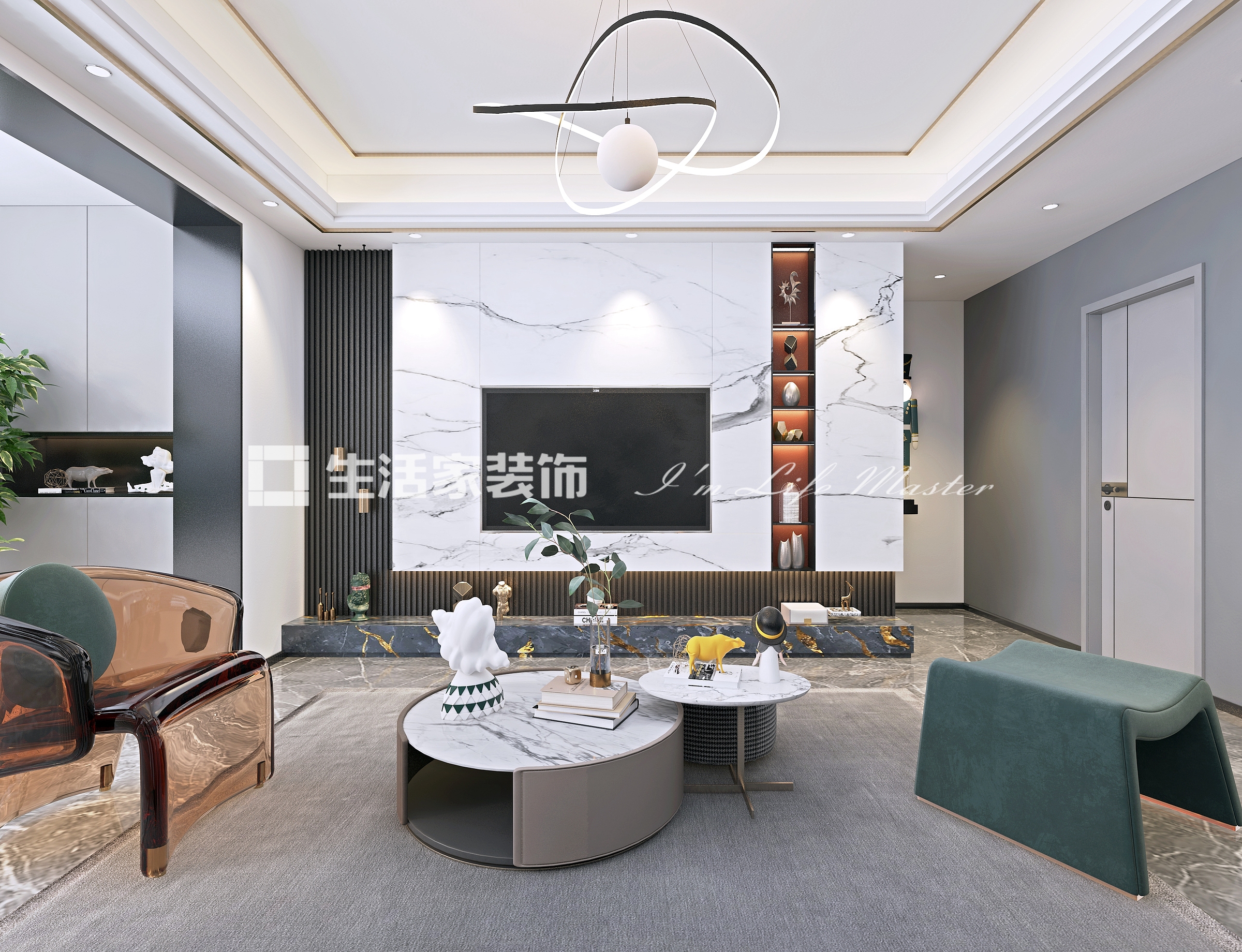 吊顶龙湖景粼天著-113㎡-现代轻奢风格