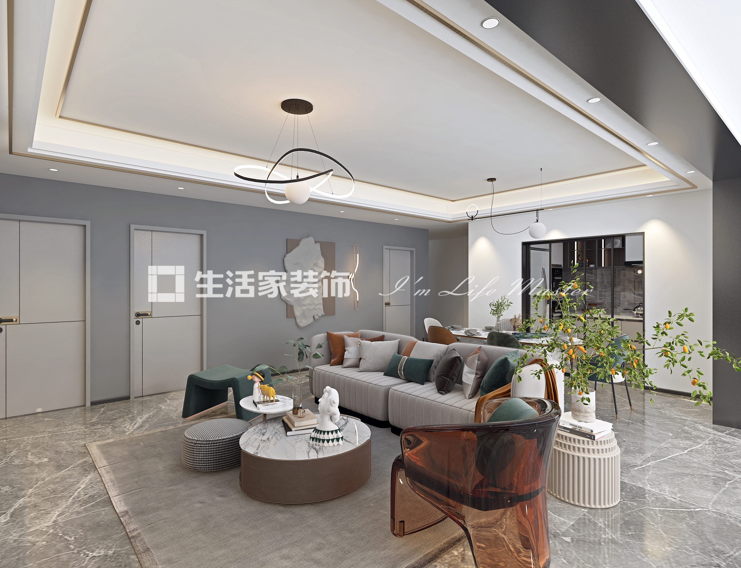 吊顶龙湖景粼天著-113㎡-现代轻奢风格