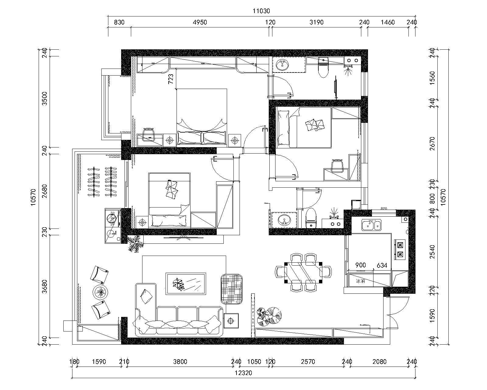 户型图吾悦首府 145m² 现代简约 生活家家居