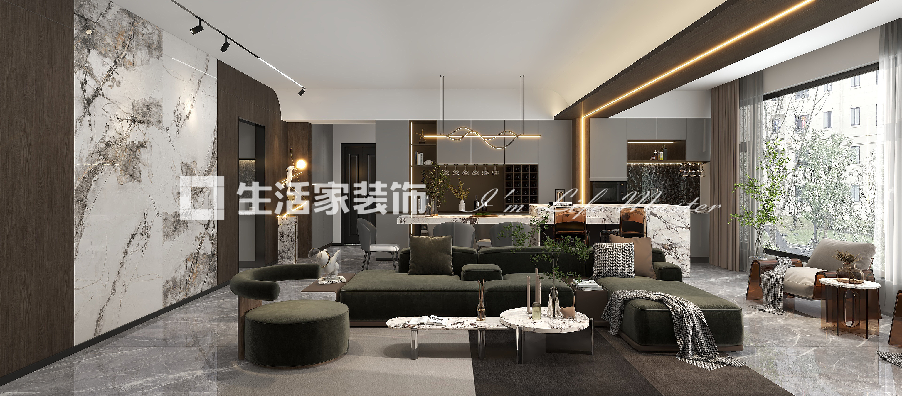 吊顶阅山湖云著-145㎡-现代轻奢风格