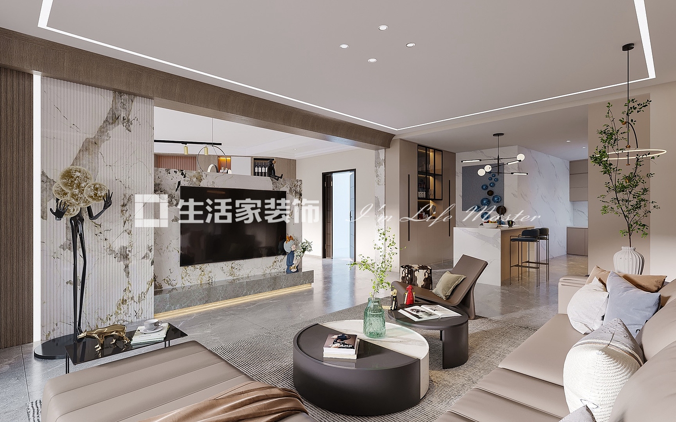 吊顶福楼旺邸-160㎡-现代轻奢风格