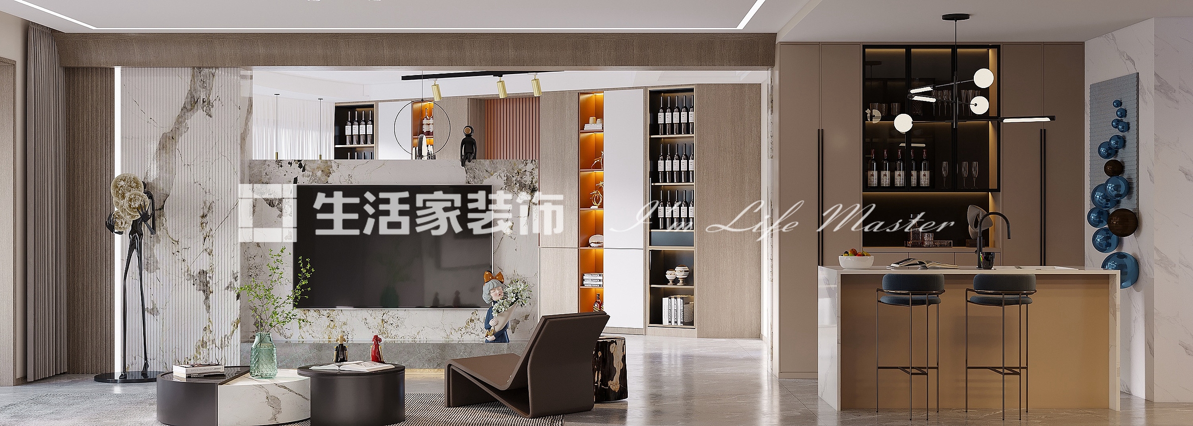 吊顶福楼旺邸-160㎡-现代轻奢风格