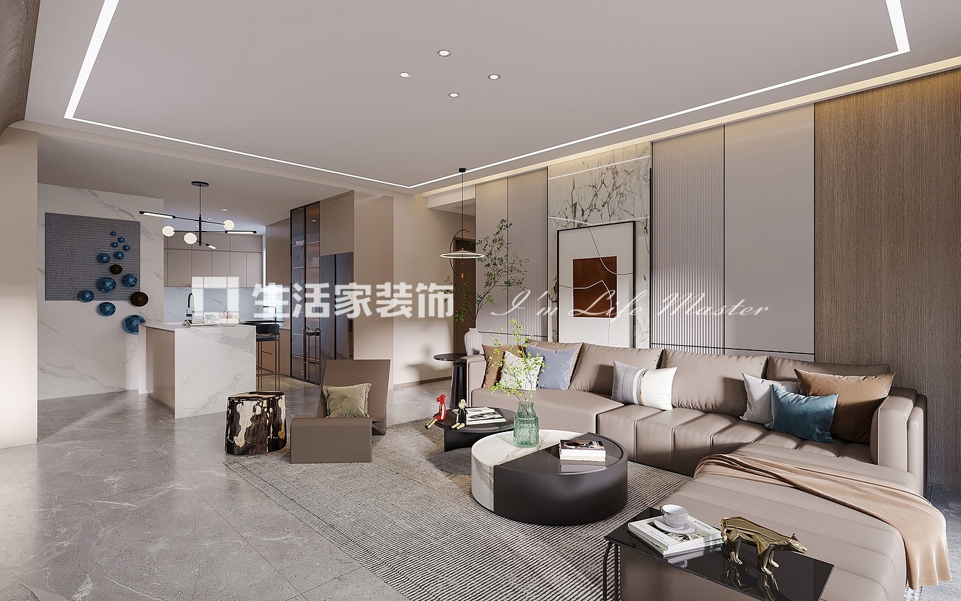 吊顶福楼旺邸-160㎡-现代轻奢风格