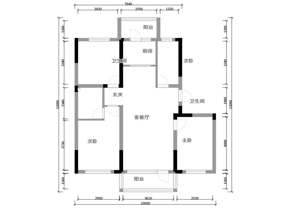 户型图荣安柳岸闻莺 120㎡ 现代中式风格