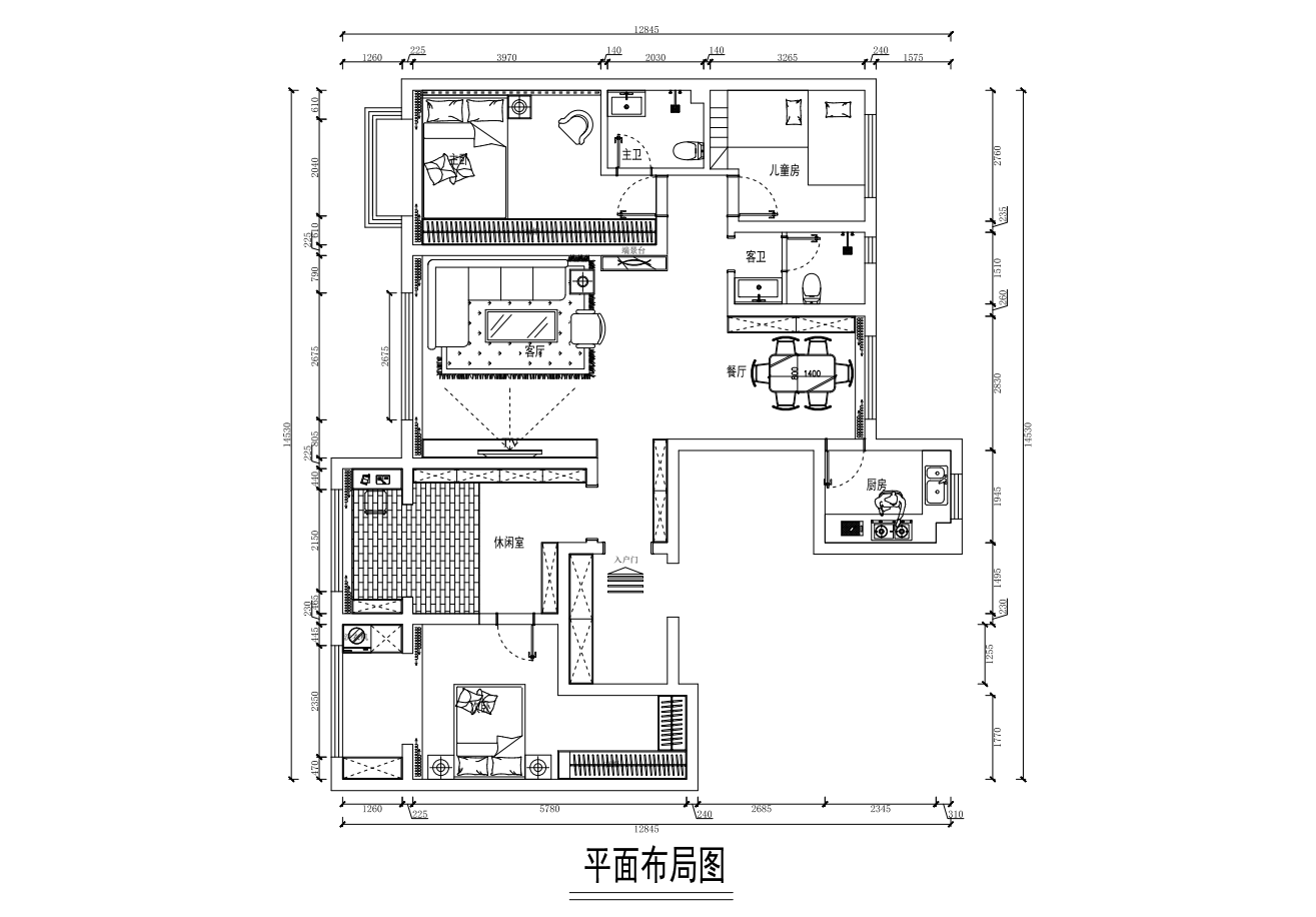 户型图湖景壹品160平现代风格