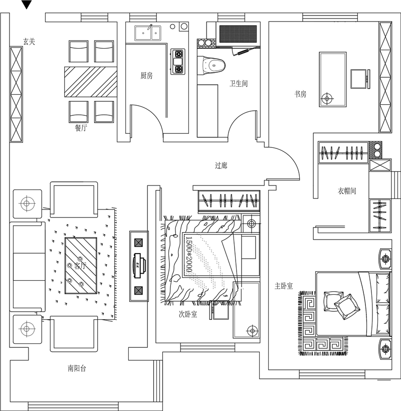 户型图绿都鉴未来 125㎡ 东南亚风格