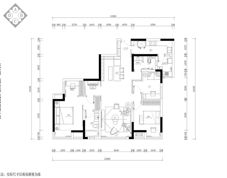 户型图绿城建发沁园 100㎡ 现代轻奢风格