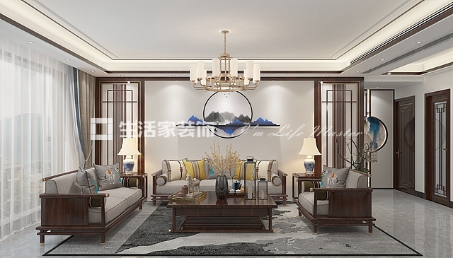 吊顶湖景壹品 130㎡ 新中式