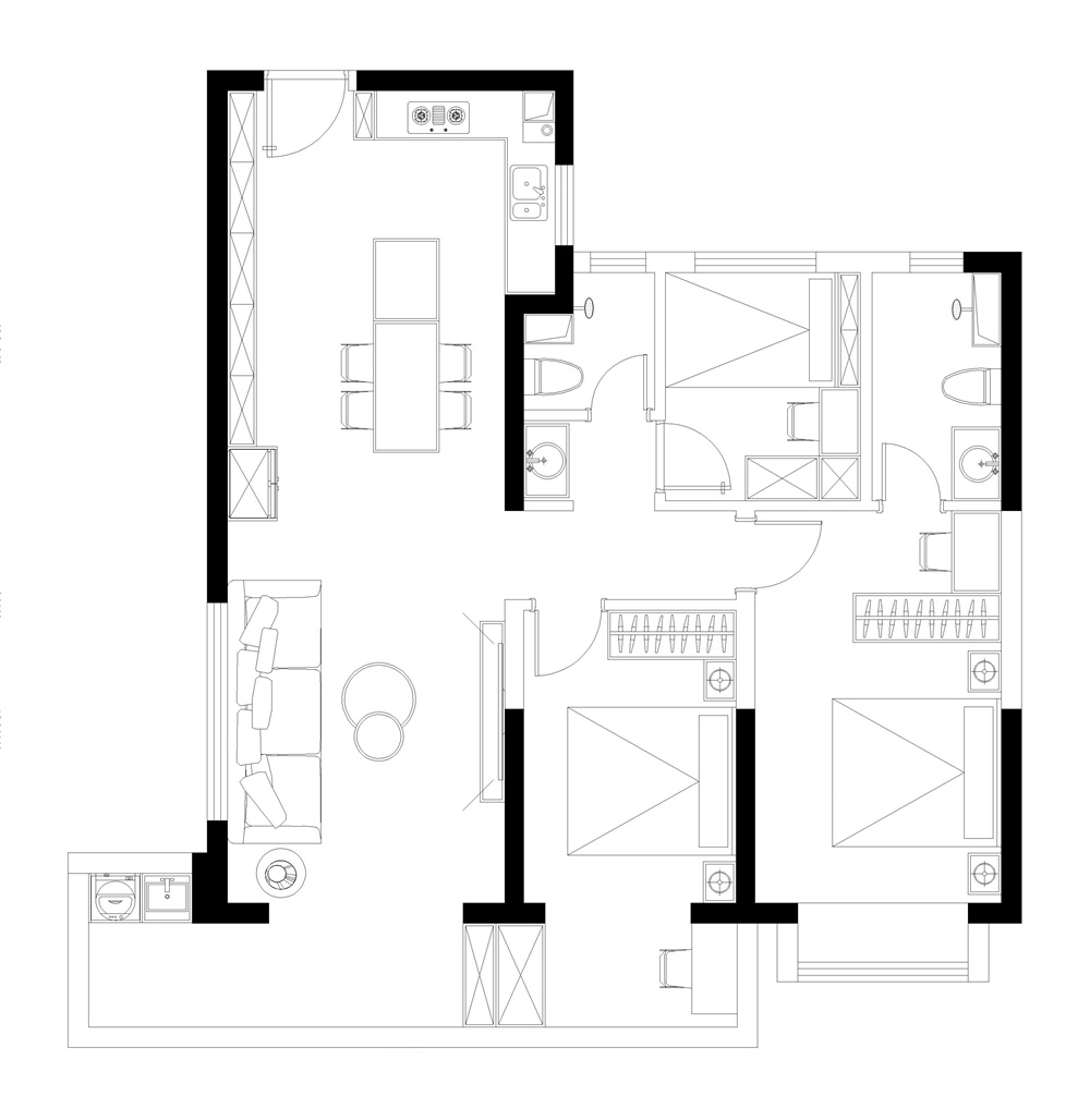 户型图滇池晴翠 105㎡  法式轻奢