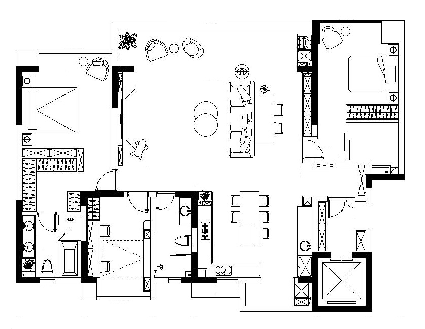 户型图山海春风 165㎡ 意法混搭