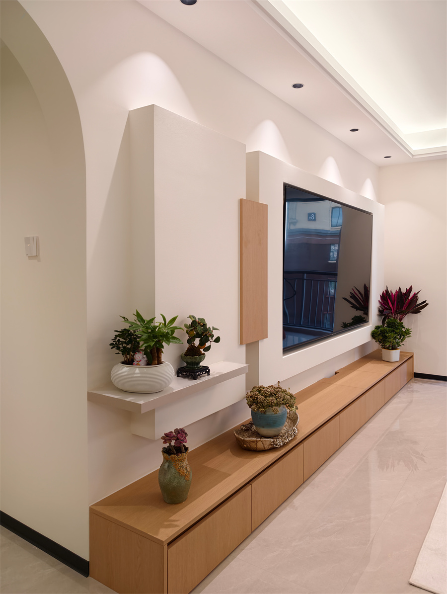 电视墙长水航城 105㎡ 原木奶油风