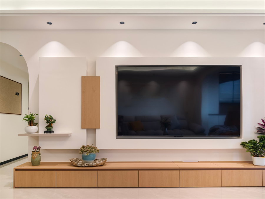 电视墙长水航城 105㎡ 原木奶油风