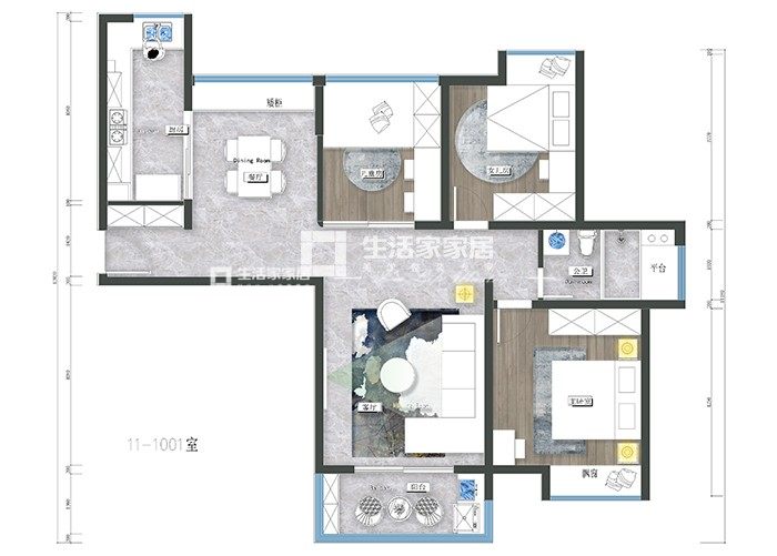 简欧户型图装修效果图