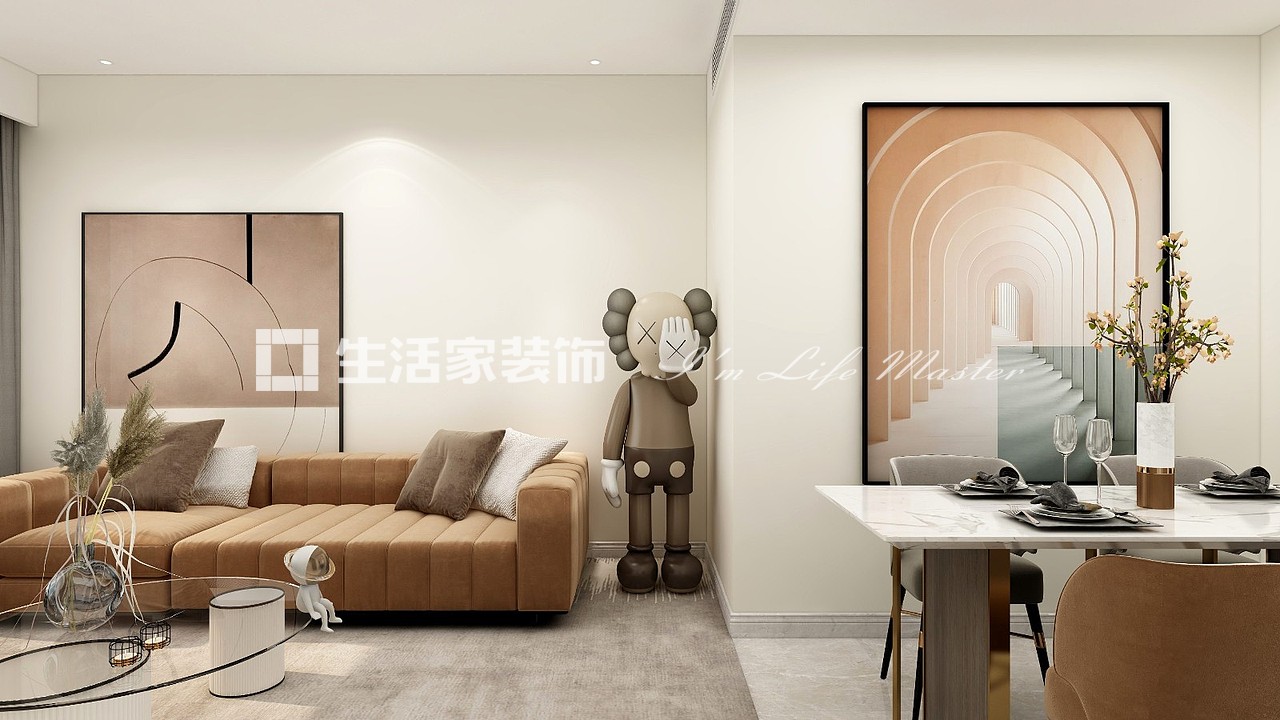 榻榻米滨湖天地96㎡现代风格装修案例。