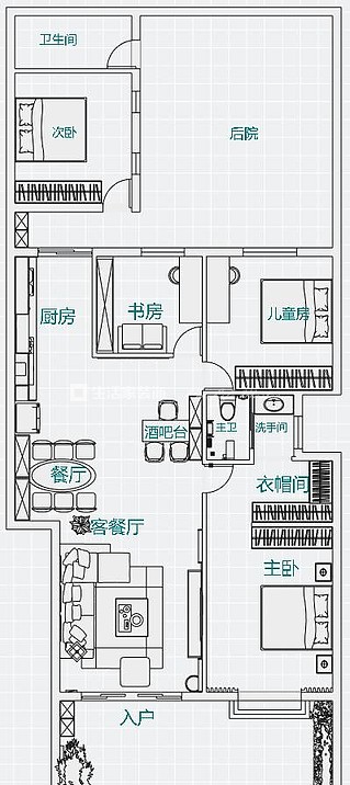 户型图华西小区 105㎡  现代轻奢混搭装修案例