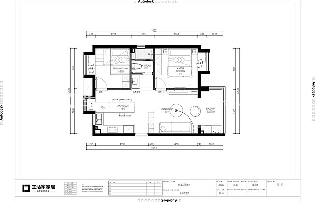 户型图世茂云图60m²现代简约风格装修案例