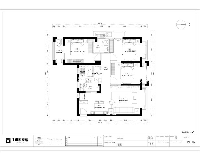 户型图熙景苑101m² 简中风格装修案例