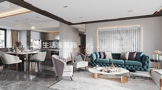 吊顶贵阳金融城130㎡现代轻奢风格装修案例