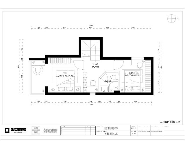 户型图世茂璀璨天城96m²新中式风格装修案例