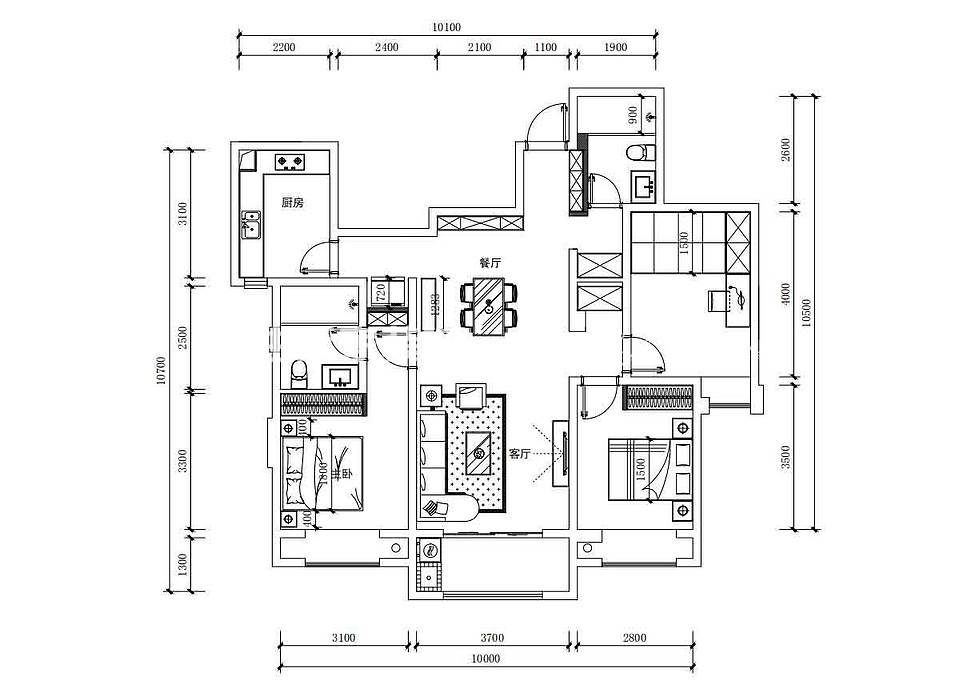 户型图瑞马名门 129m² 北欧风