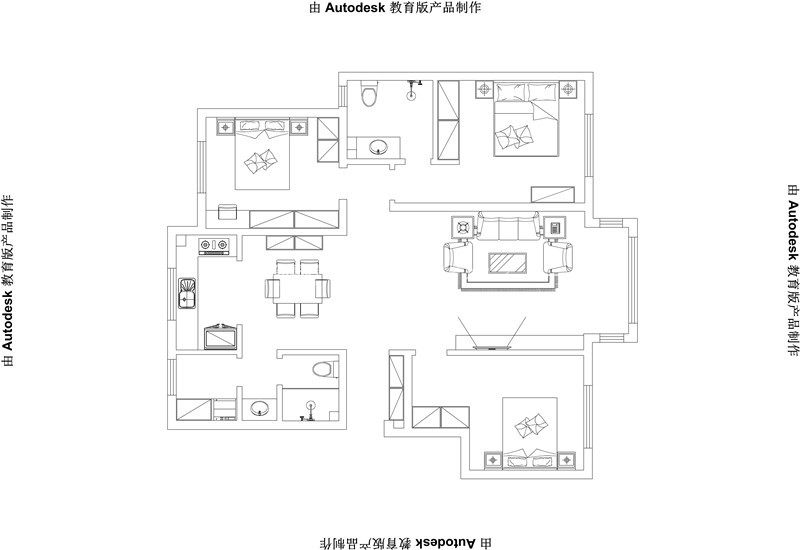 现代户型图装修效果图