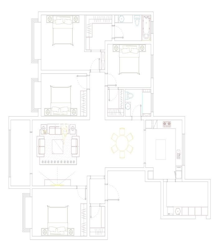 轻奢户型图装修效果图