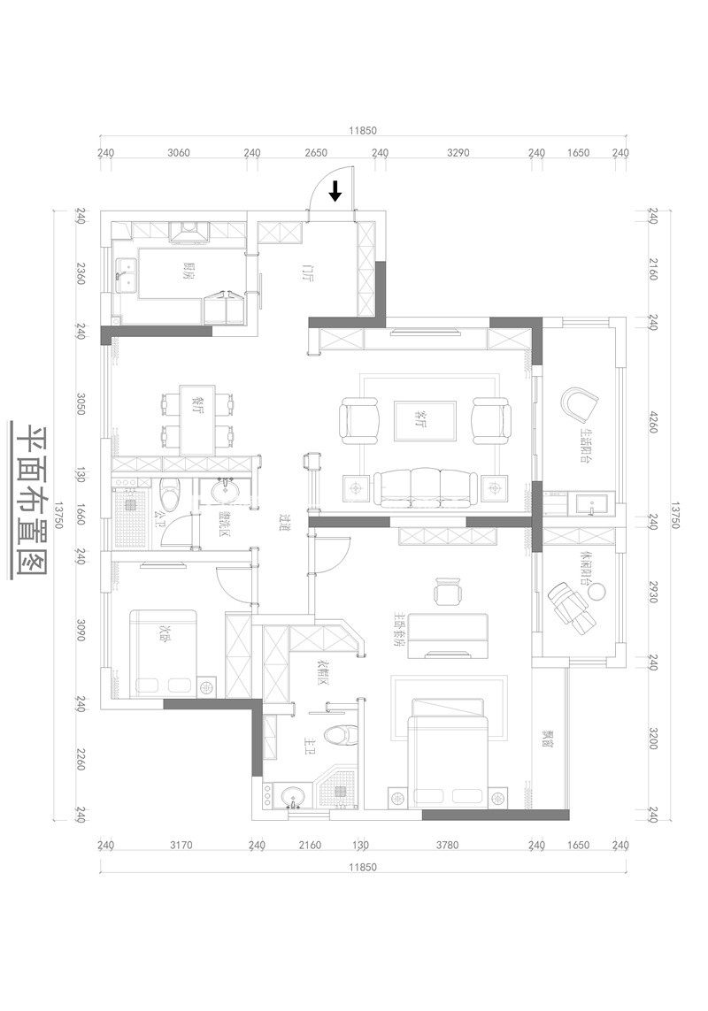 美式戶(hù)型圖裝修效果圖