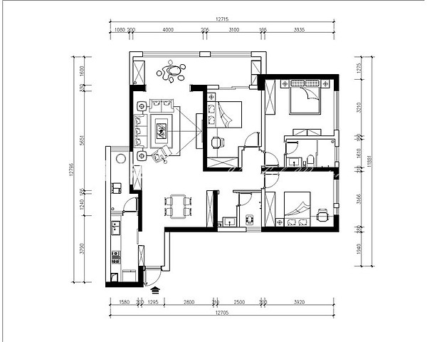 户型图七彩云南第一城130m²现代风格装修案例