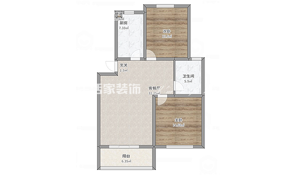 户型图紫金门花苑 110平 新中式