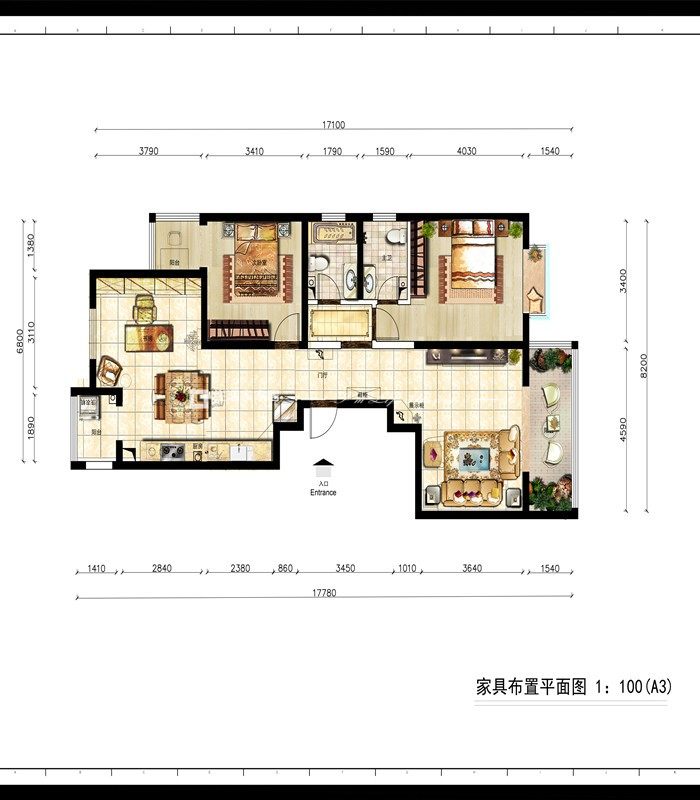 新中式户型图装修效果图