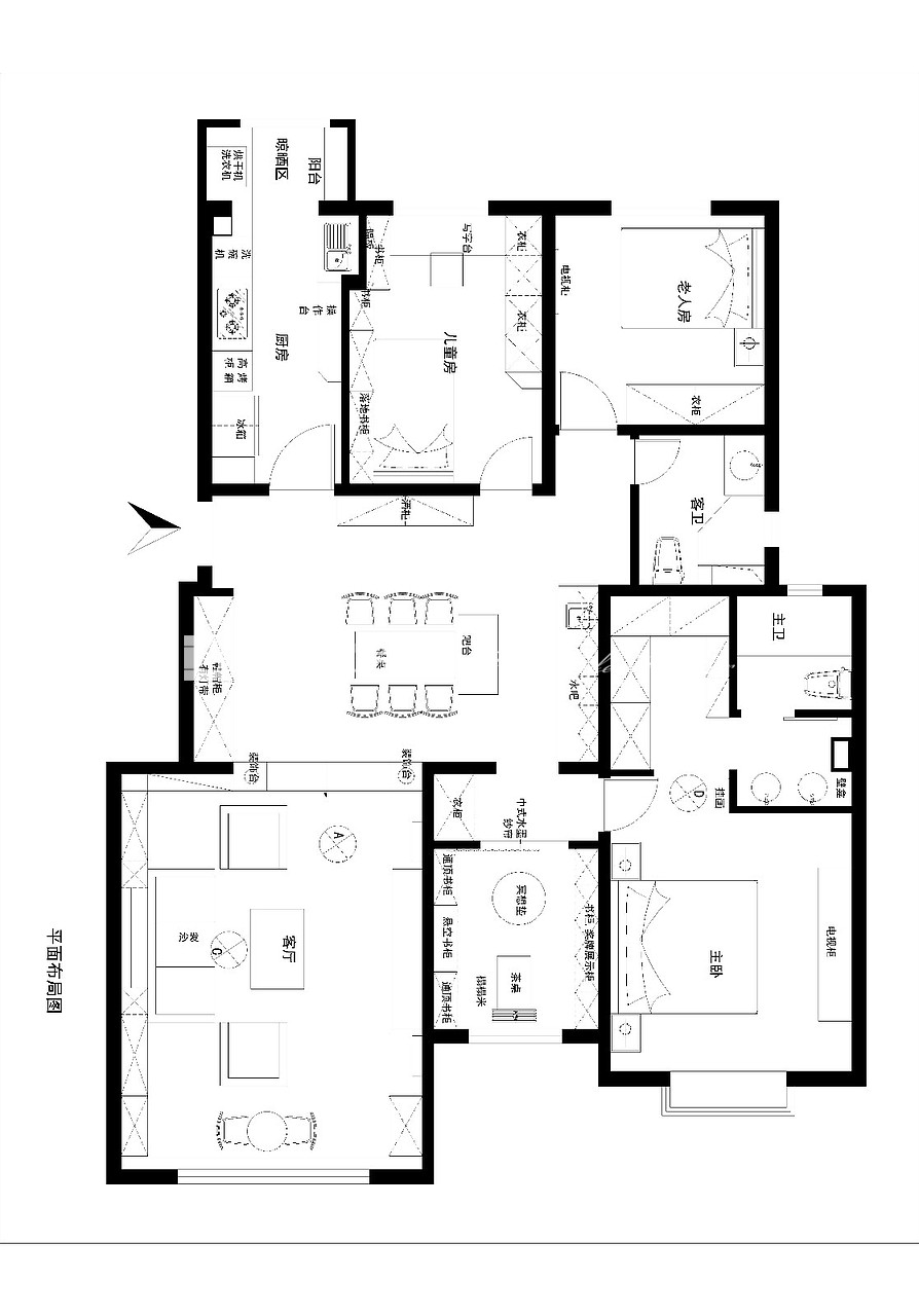 户型图本案为四室两厅一厨两卫,建筑面积150㎡,各户型设计合理,设计