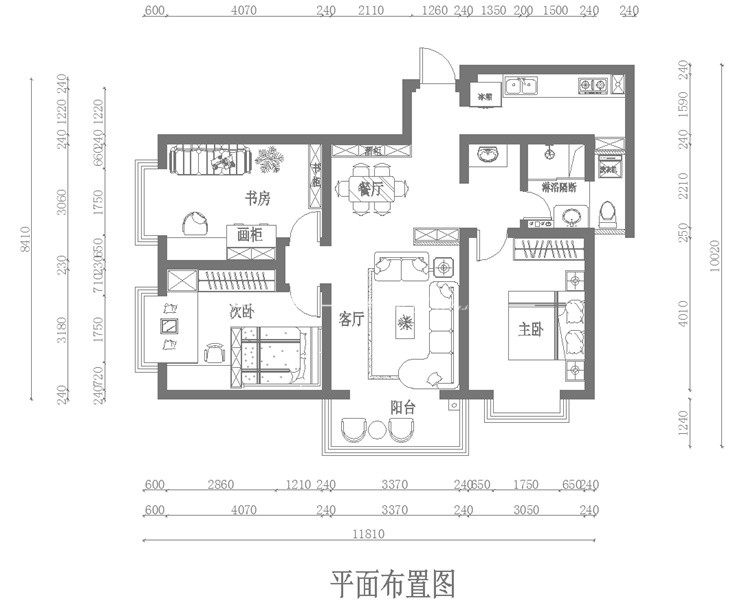 现代户型图装修效果图