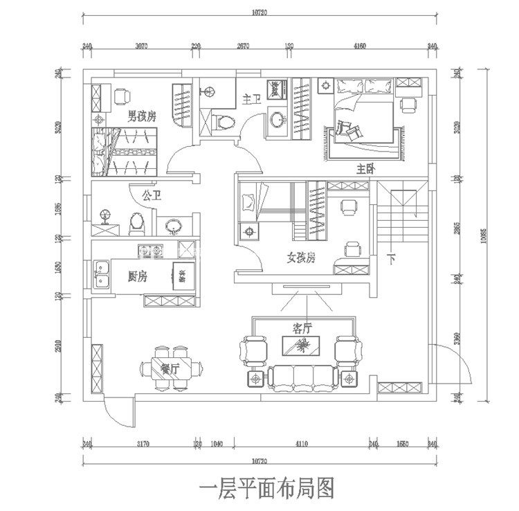 现代户型图装修效果图